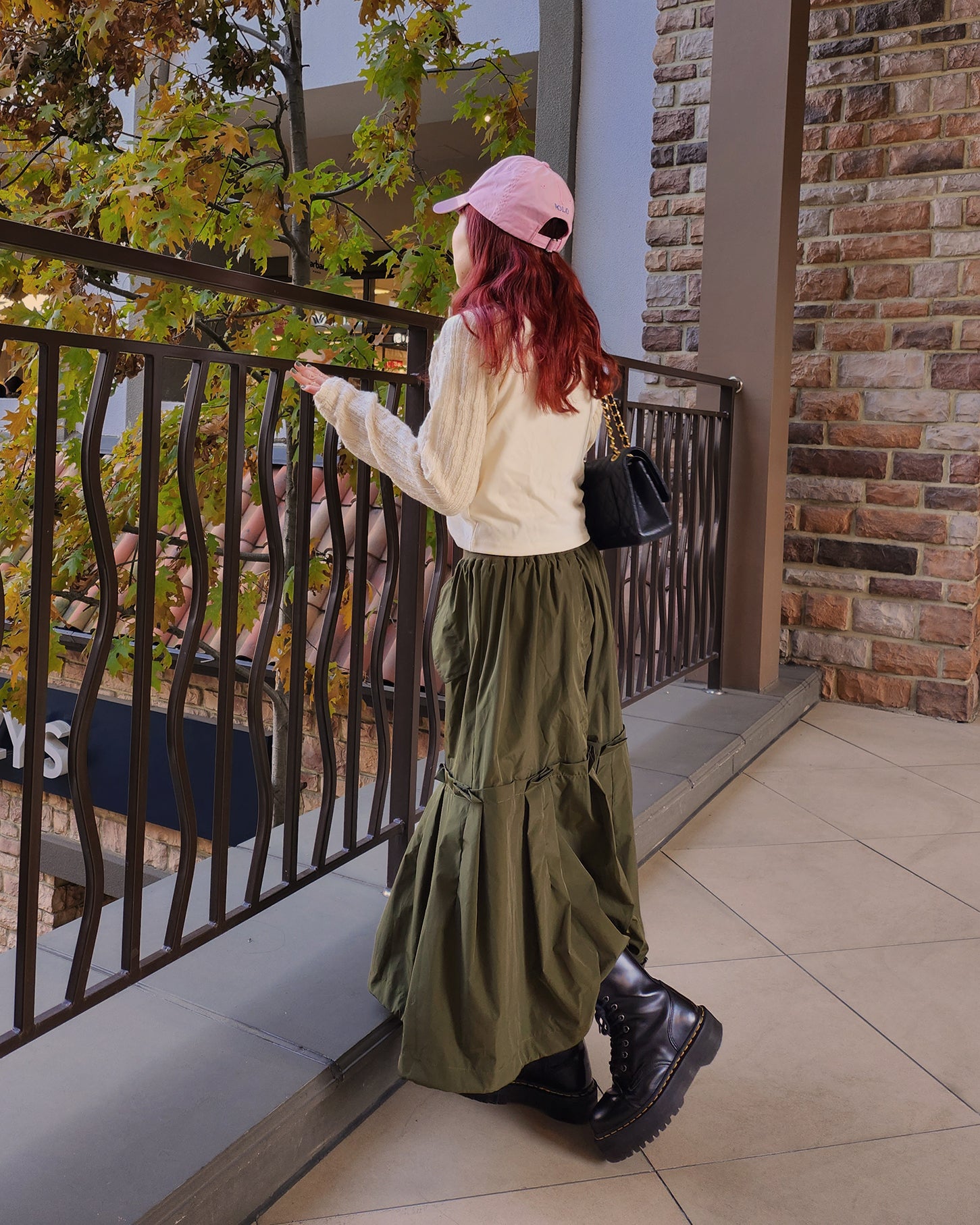 MA-1 like row pleated nylon skirt