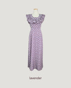 rose pattern frill long dress