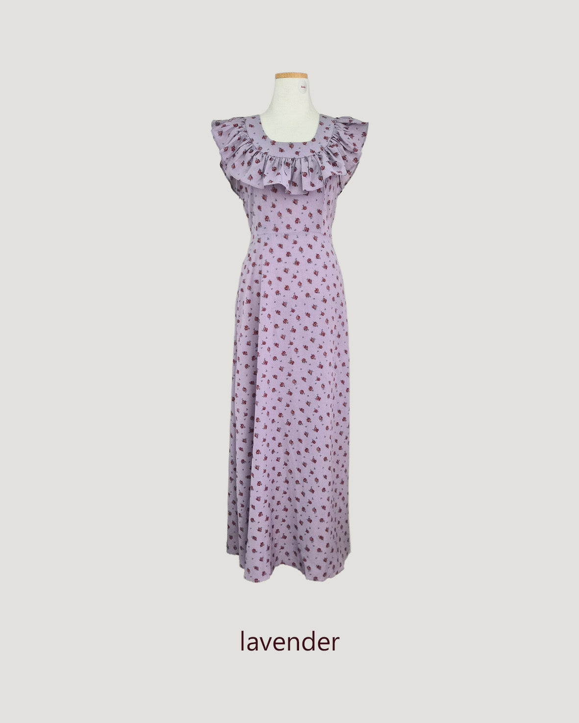 rose pattern frill long dress