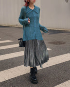 metallic accordion pleated skirt