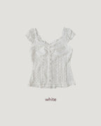 cotton lace frill sleeve less blouse