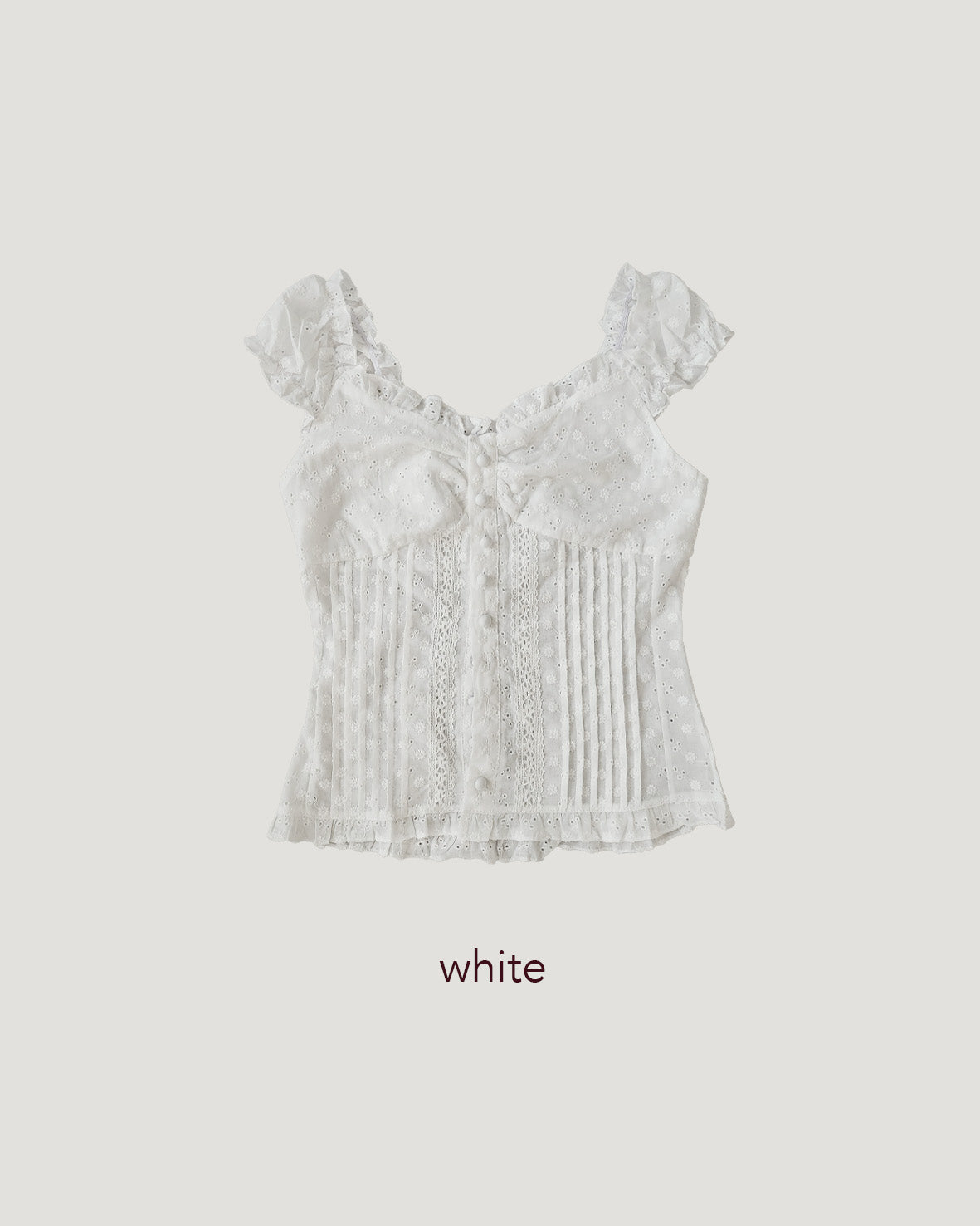 cotton lace frill sleeve less blouse