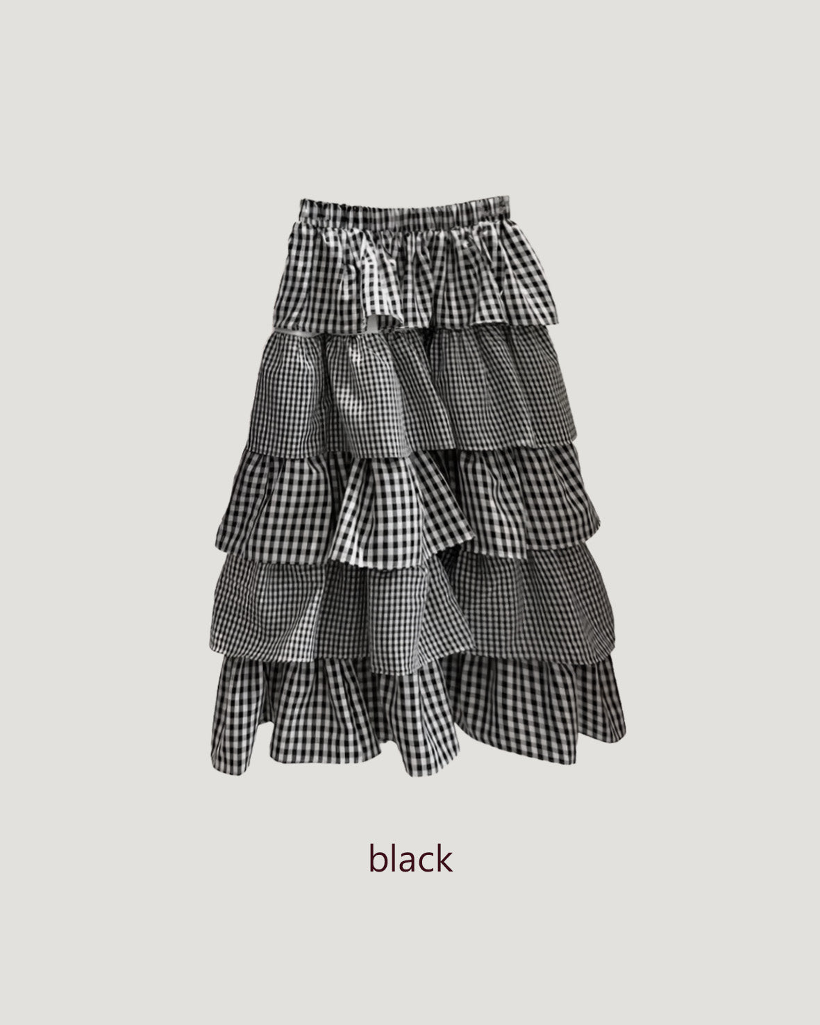 gingham check tiered skirt