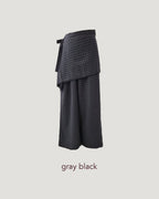 check skirt layered pants