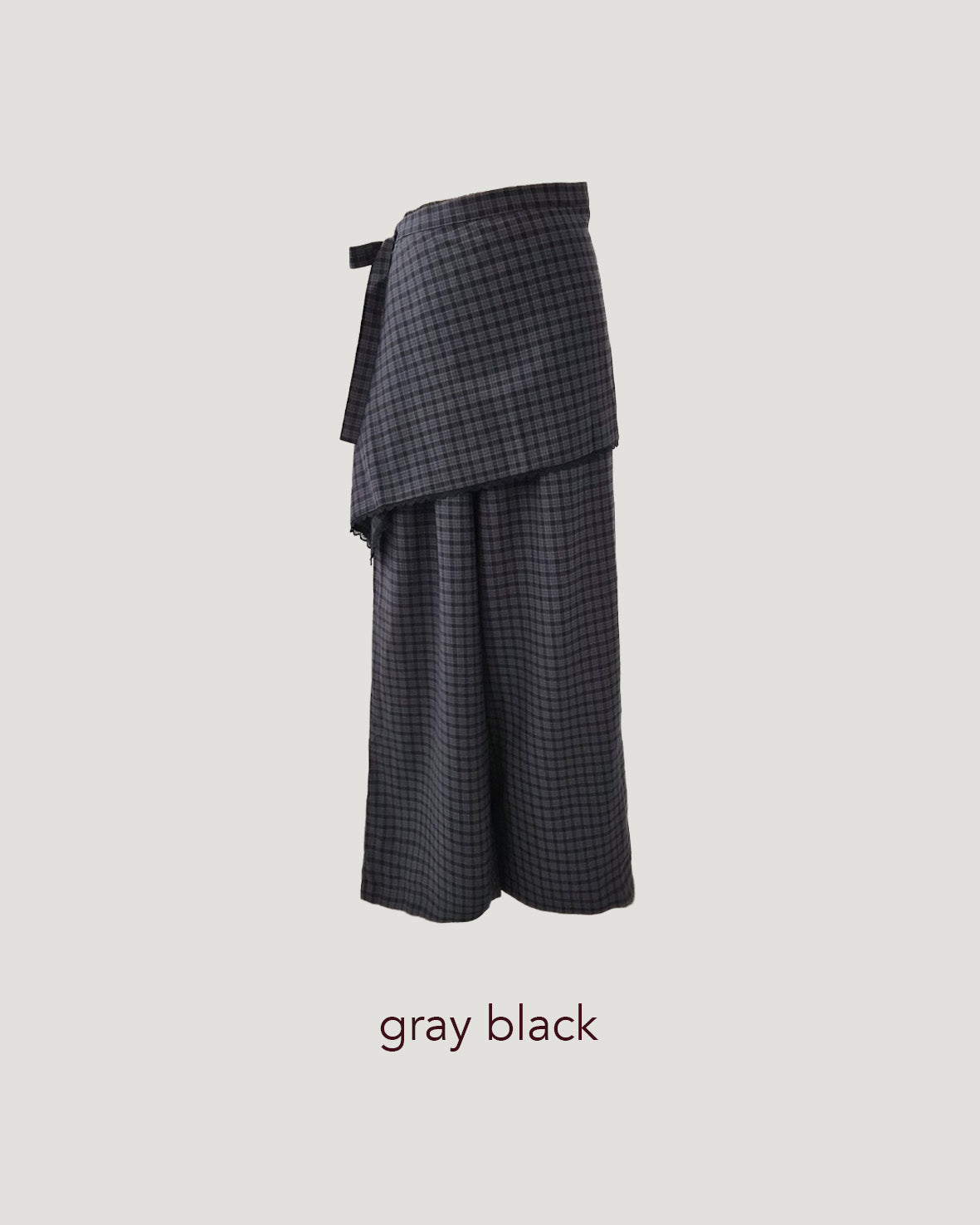 check skirt layered pants
