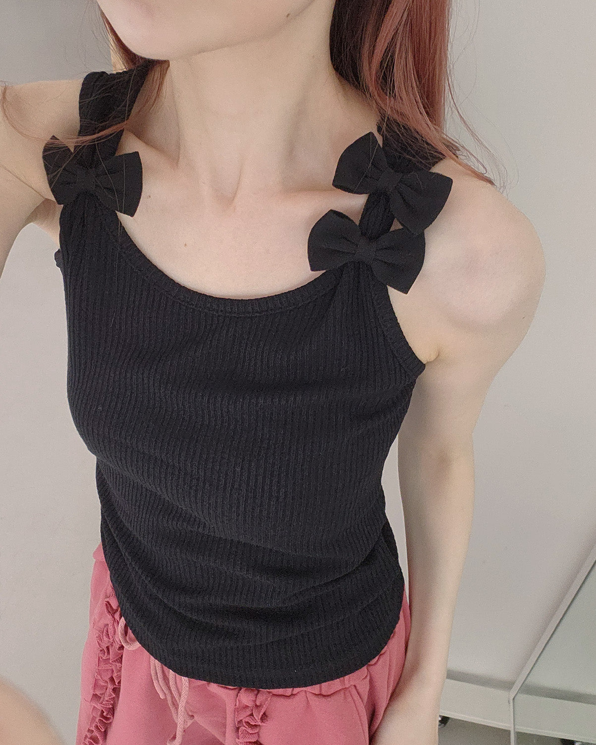 ribbon SET sleeveless knit