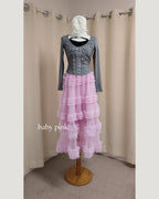 tiered volume frill tulle skirt