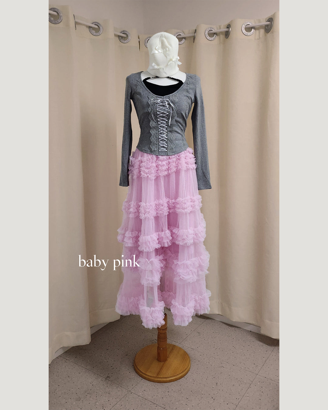 tiered volume frill tulle skirt