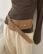 faux suede pocket wide belt
