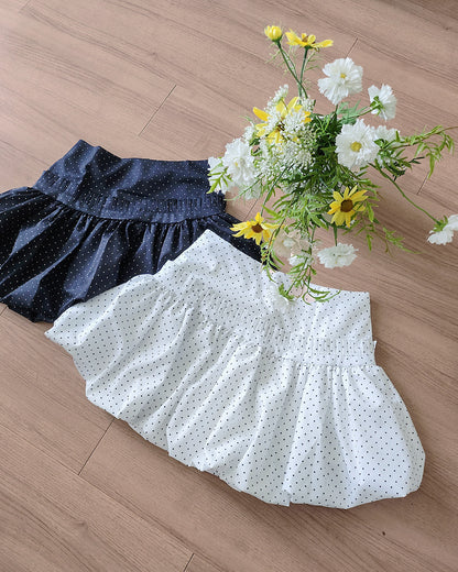 dot frill balloon mini skirt