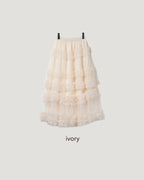 tiered volume frill tulle skirt