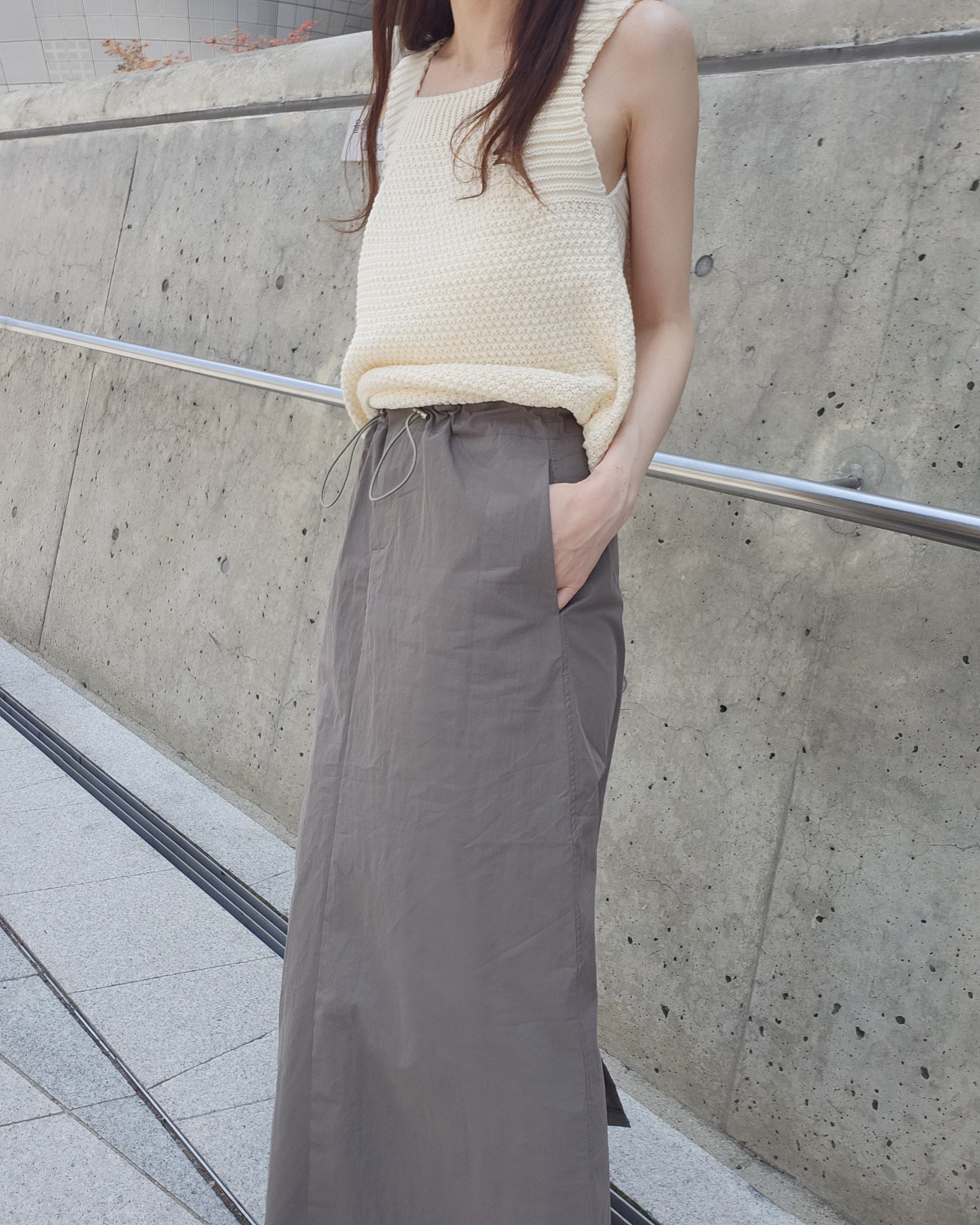 H line waist string skirt