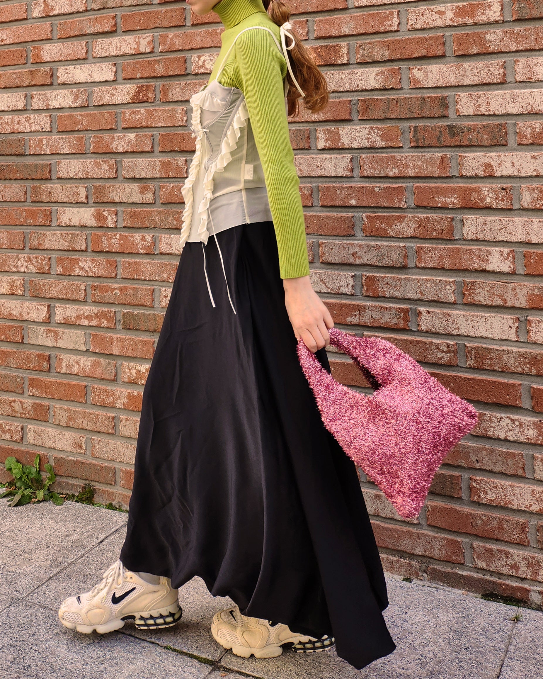 glitter knit mini bag