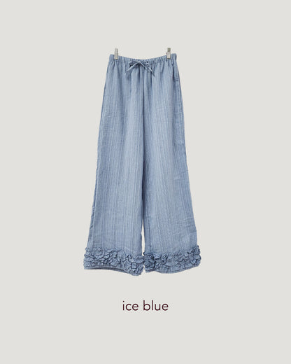stripe hem frill pants