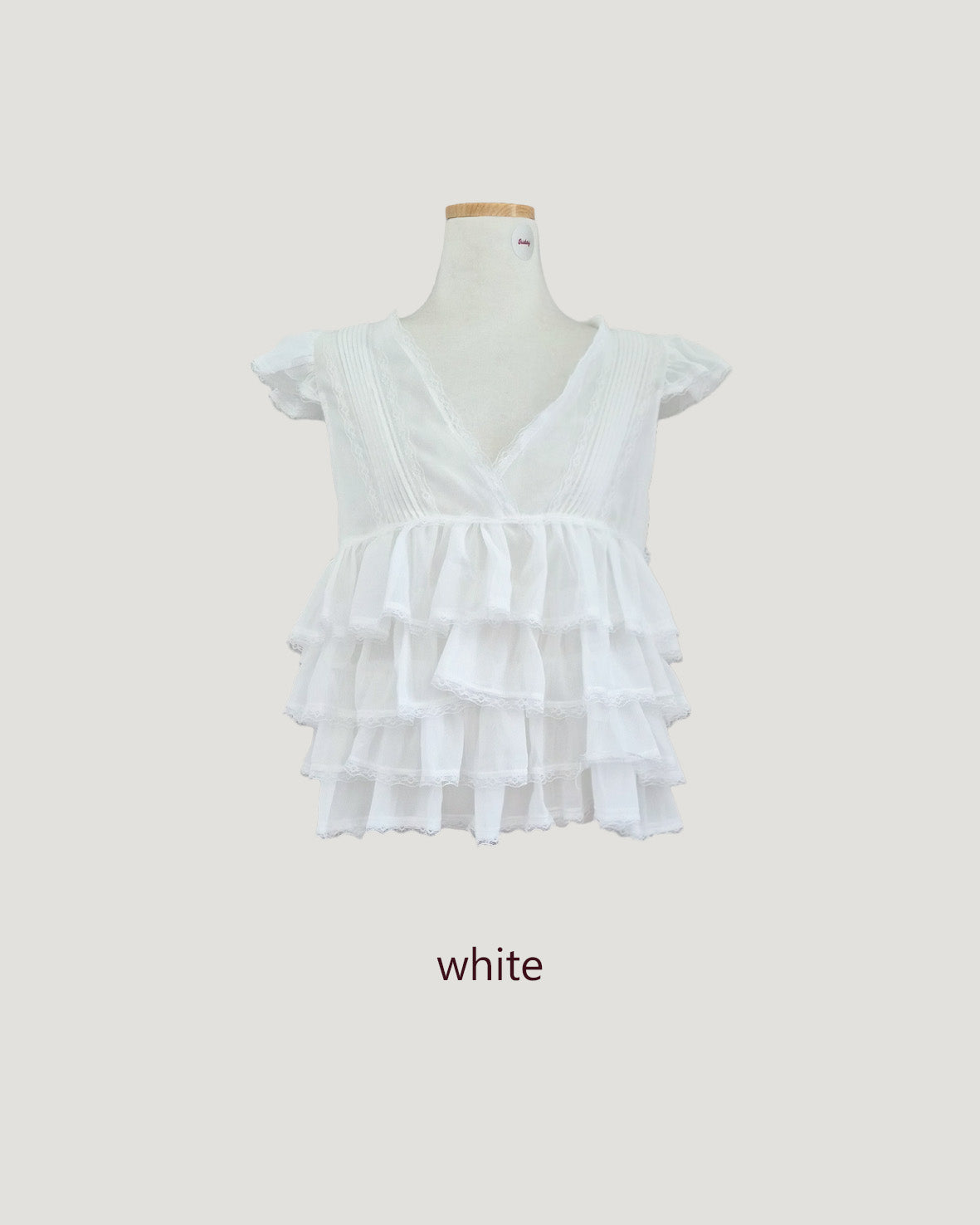 V neck tiered chiffon sleeveless  blouse