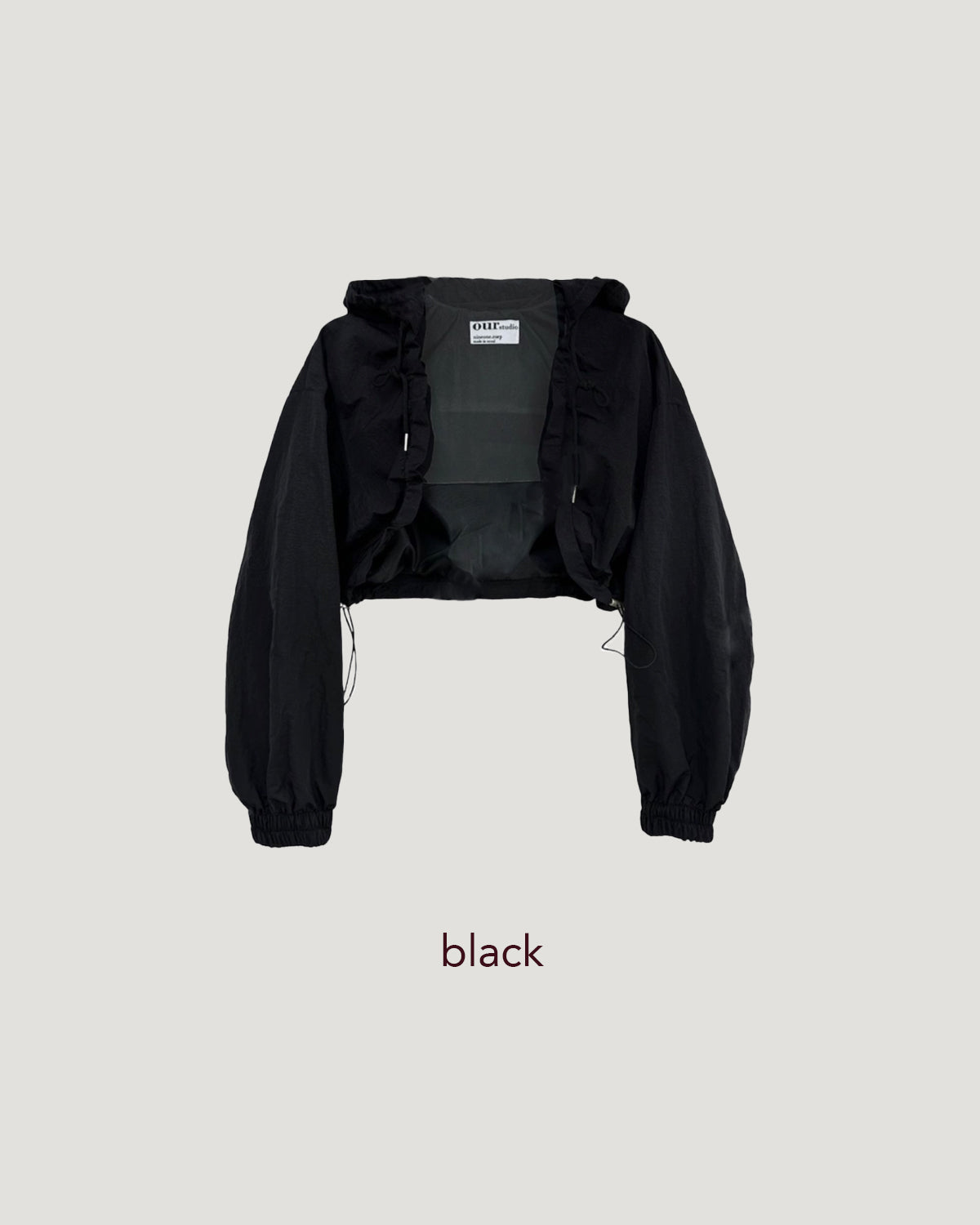 shirring bolero hood nylon blouson