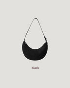 faux suede half moon bag