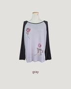 flower raglan sleeve T