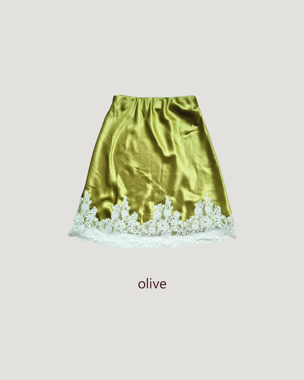 satin hem lace mini skirt