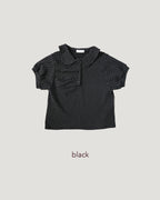 dot puff sleeve collar T