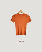 high neck rib knit T