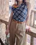 check draped shirring top