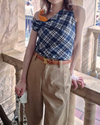 check draped shirring top