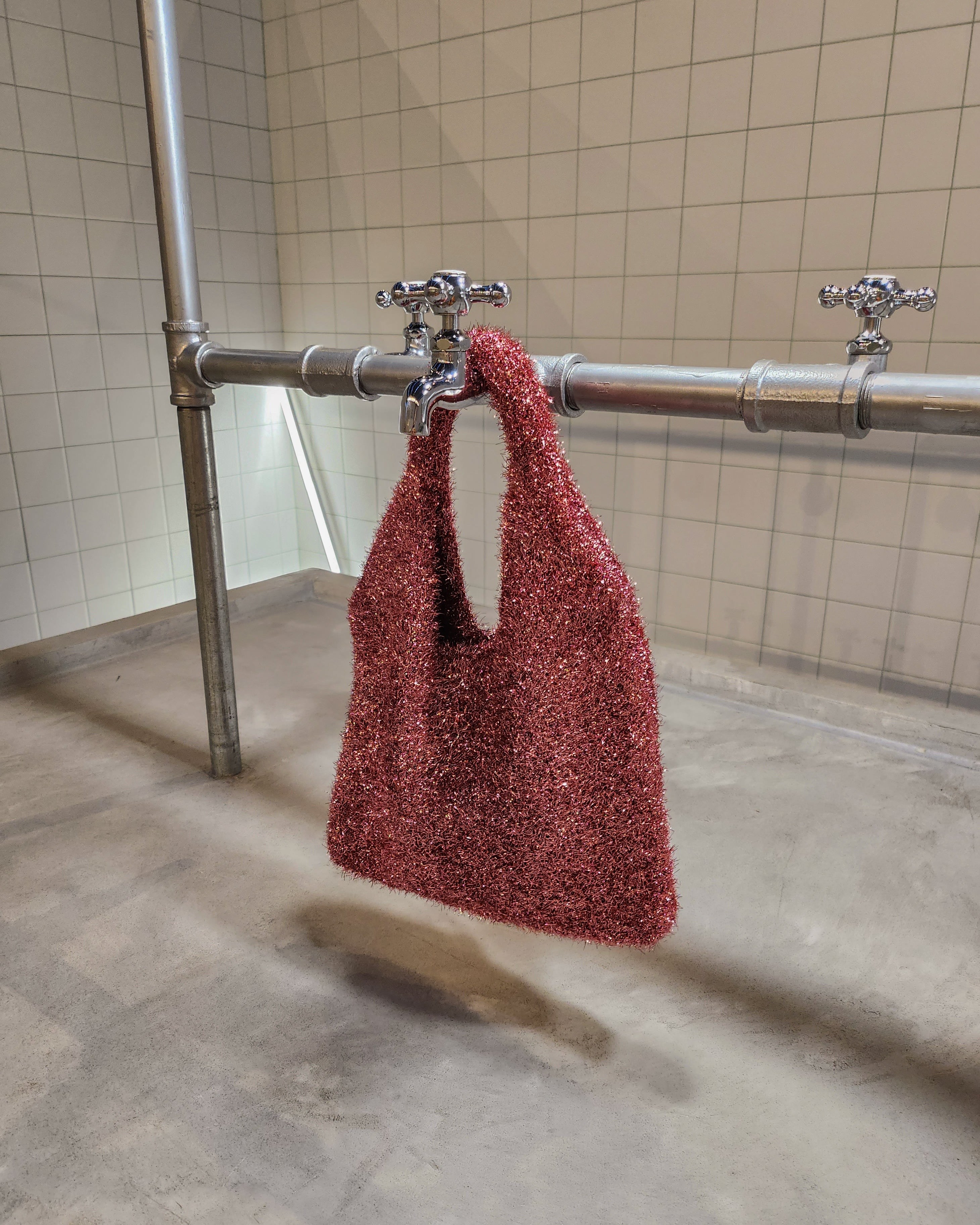 glitter knit mini bag