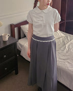 lace point pleated midi skirt