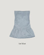 fur back ribbon mini dress