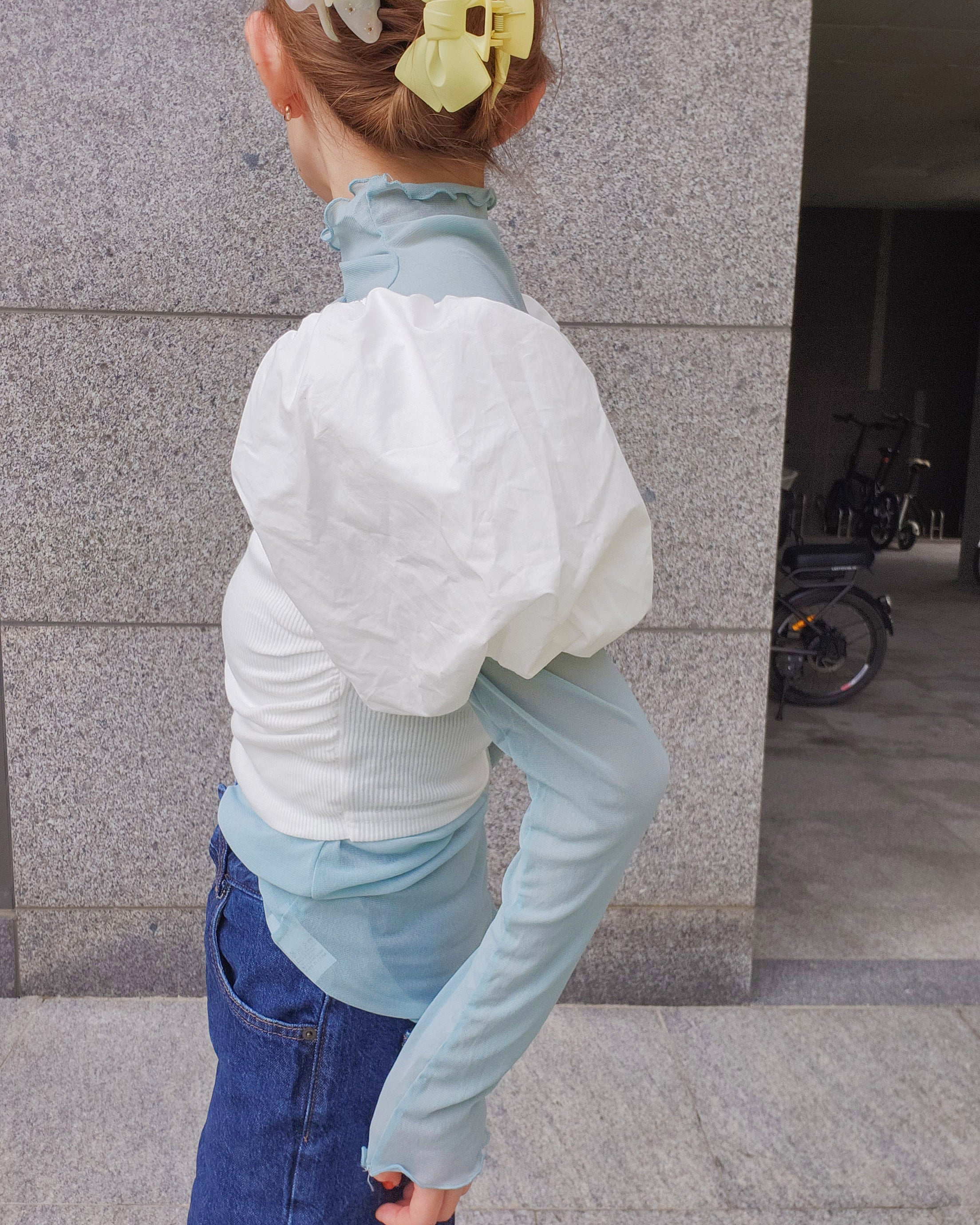 volume puff sleeve short top