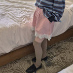 fake leather lace point short pants