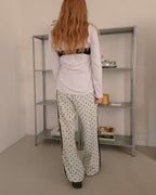 dot side line light corduroy pants