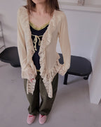 frill lace flare cardigan