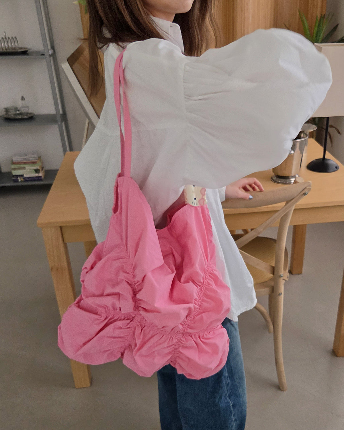 shirring color nylon bag