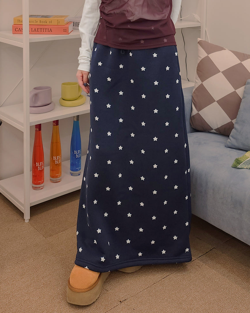 star pattern knit long skirt