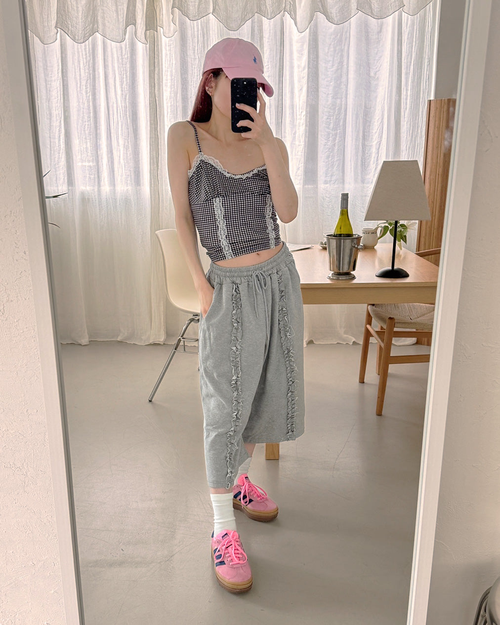 frill sweat half pants