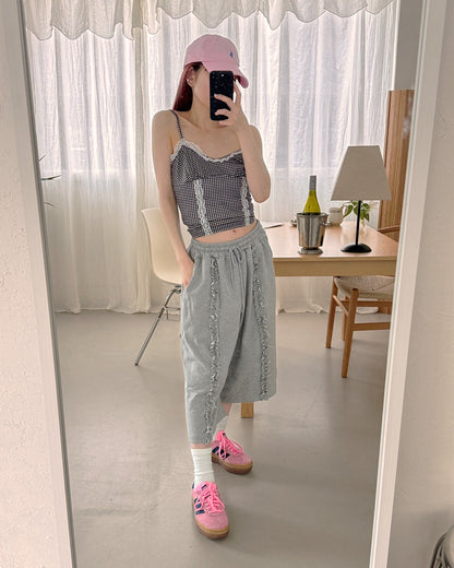 frill sweat half pants