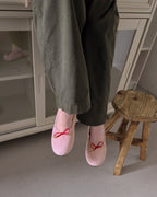 ribbon faux suede flat shoes