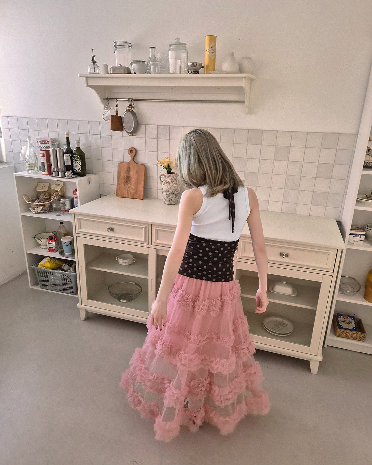 tiered volume frill tulle skirt