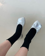 ribbon rounded square toe shoes