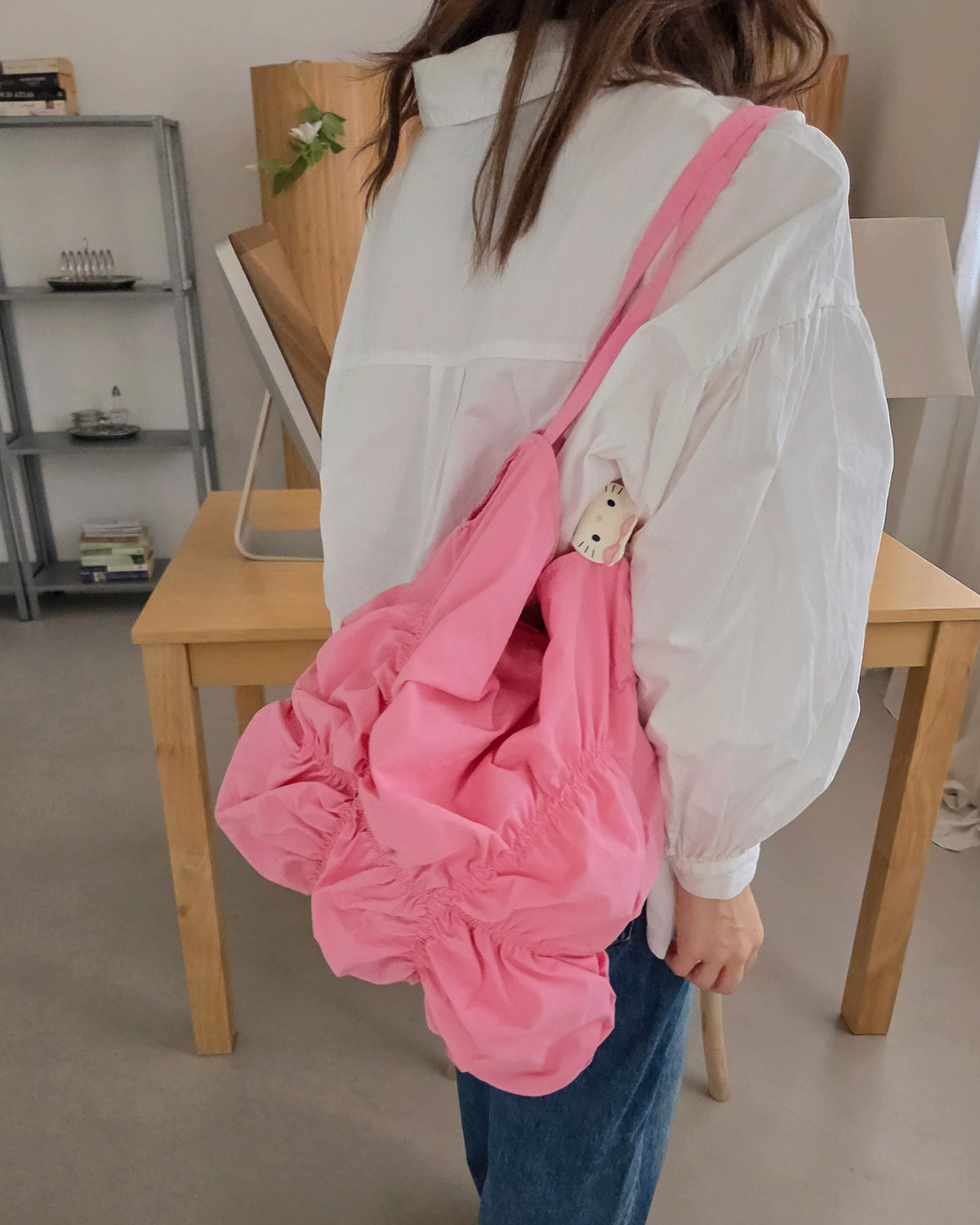 shirring color nylon bag