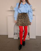 leopard wool mini skirt