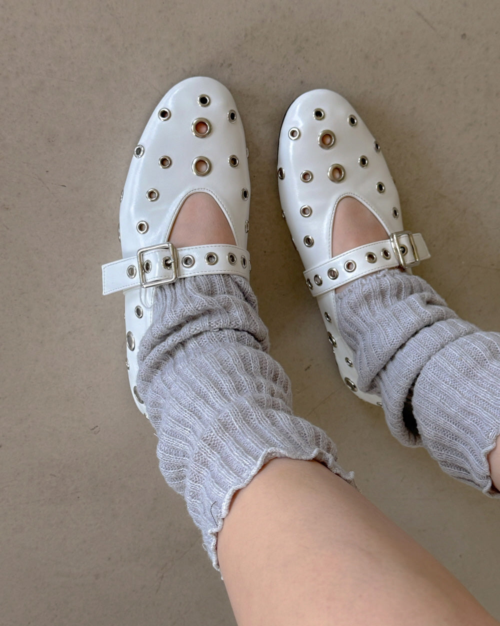 studs mary jane flat shoes