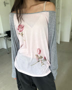 flower raglan sleeve T