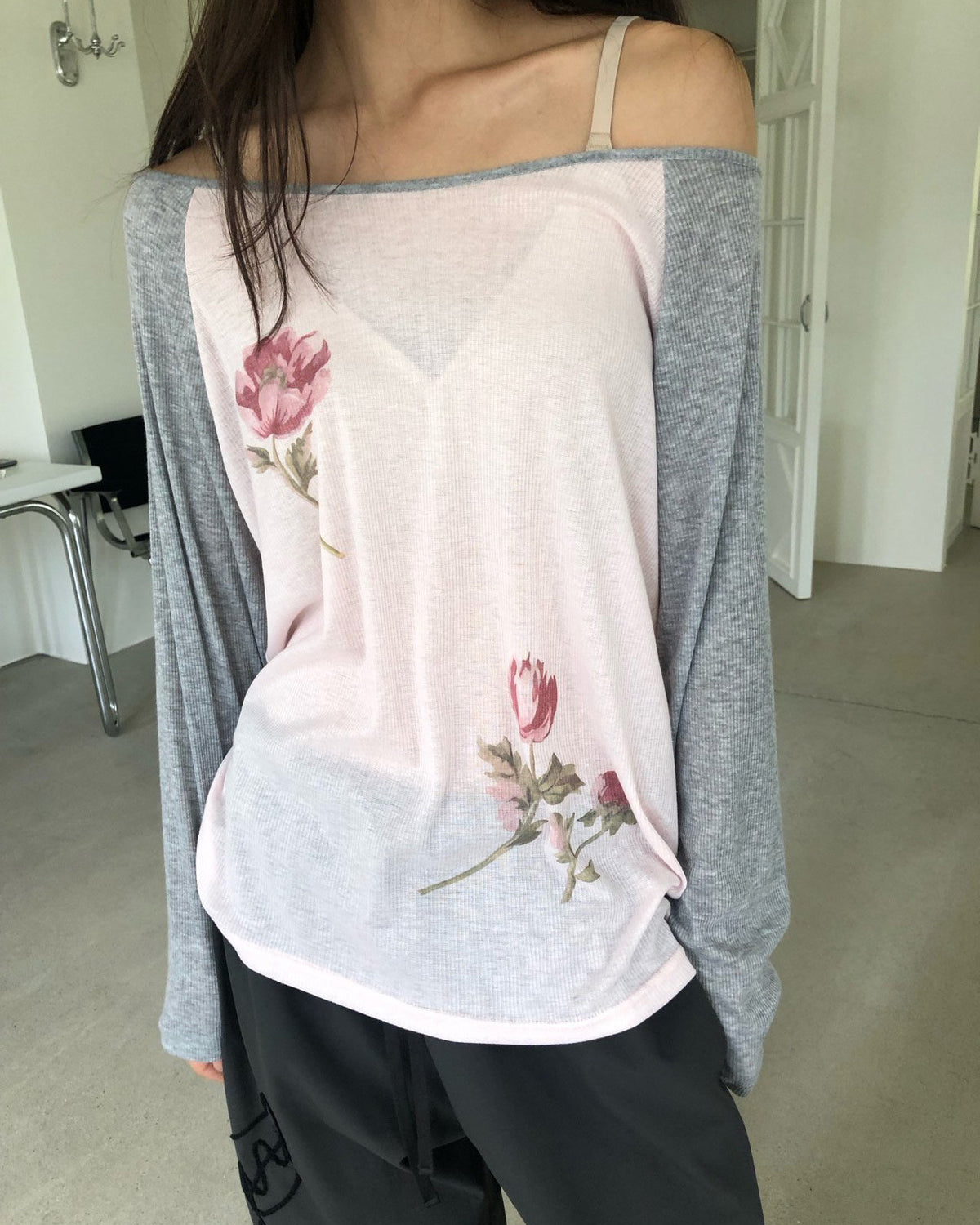 flower raglan sleeve T