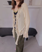 frill lace flare cardigan