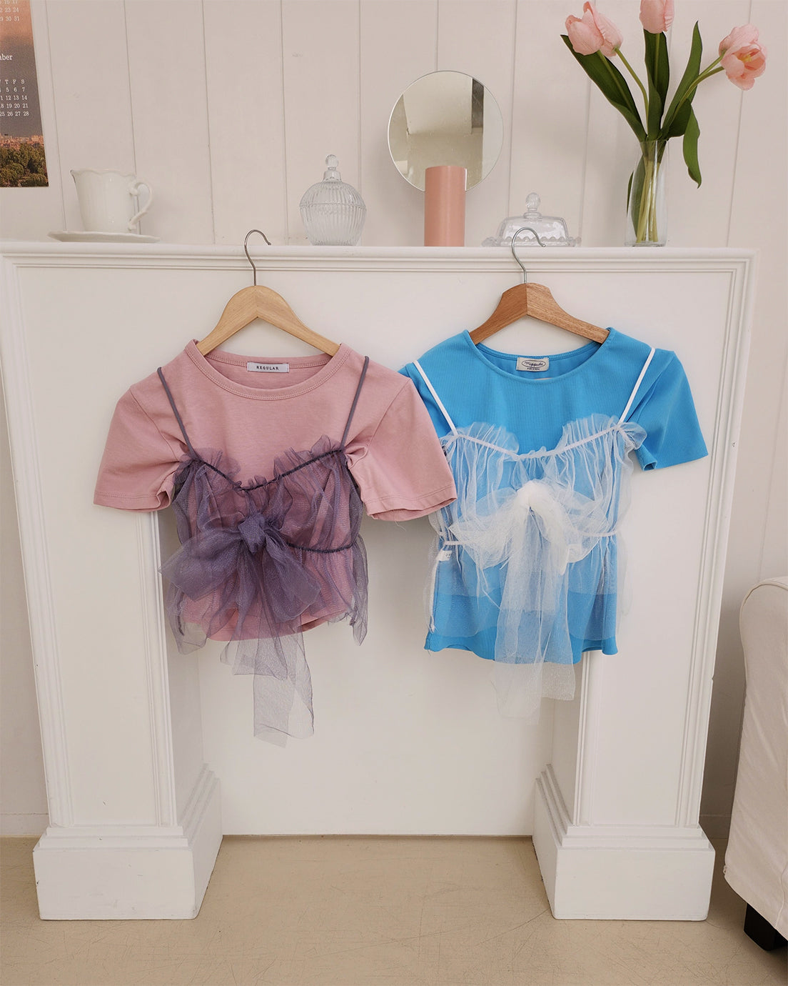 tulle sheer ribbon bustier