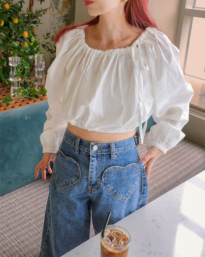 ribbon cropped blouse