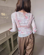 velvet shirring V neck bustier